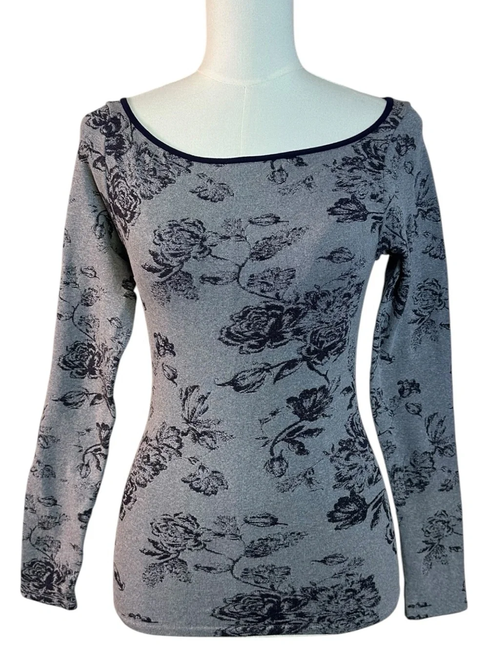 Free People 90s Y2K Rosey Layering Seamless Long Sleeve Nightshade Medium Large